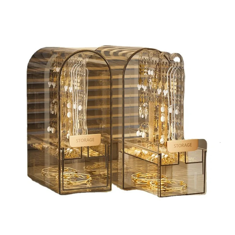 Transparent Jewelry Box Plastic Ring Bracelet Earrings Organizer Necklace Display Stand Drawer Accessories Storage 240327