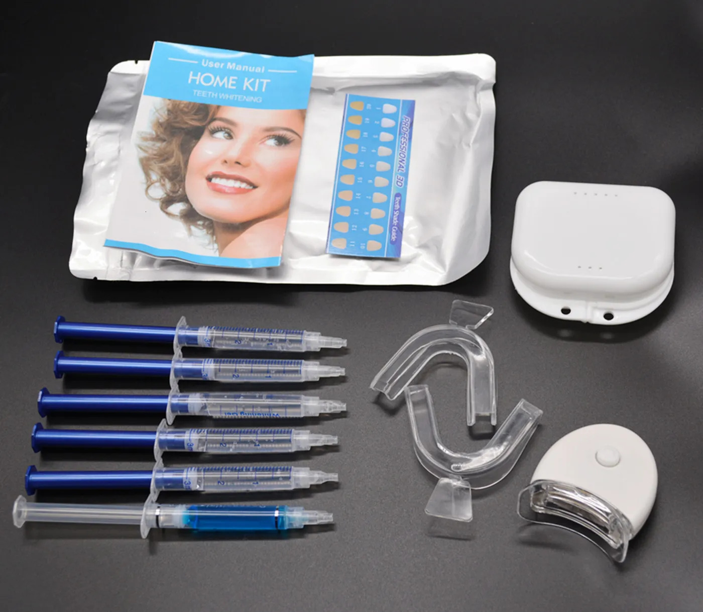 drop ship Home Use Teeth Whitening Kit with led light Care Oral Hygiene Tooth Whitener Bleaching White Carbamide Peroxide BULK240325