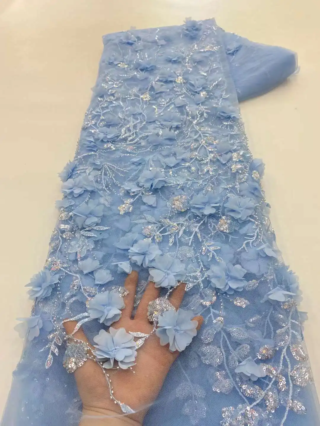 3D Lace Flowers Latest African Lace 2023 Styles French 2025 Party Lace Fabrics 5 Yards Tulle Nigerian new Lace Fabrics For Bridal