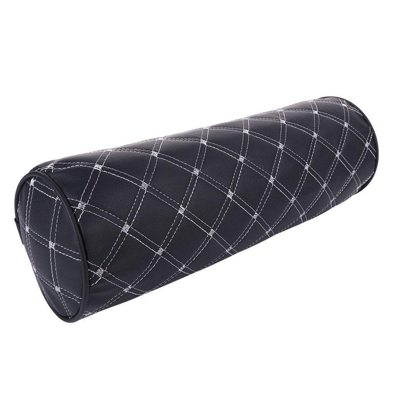 Seat Neck Pillow Car Headrest PU Leather Cervical Cylindrical ddmysmile Pillow Breathable Car Neck Support Pillow Soft Neck Rest Protector Smile