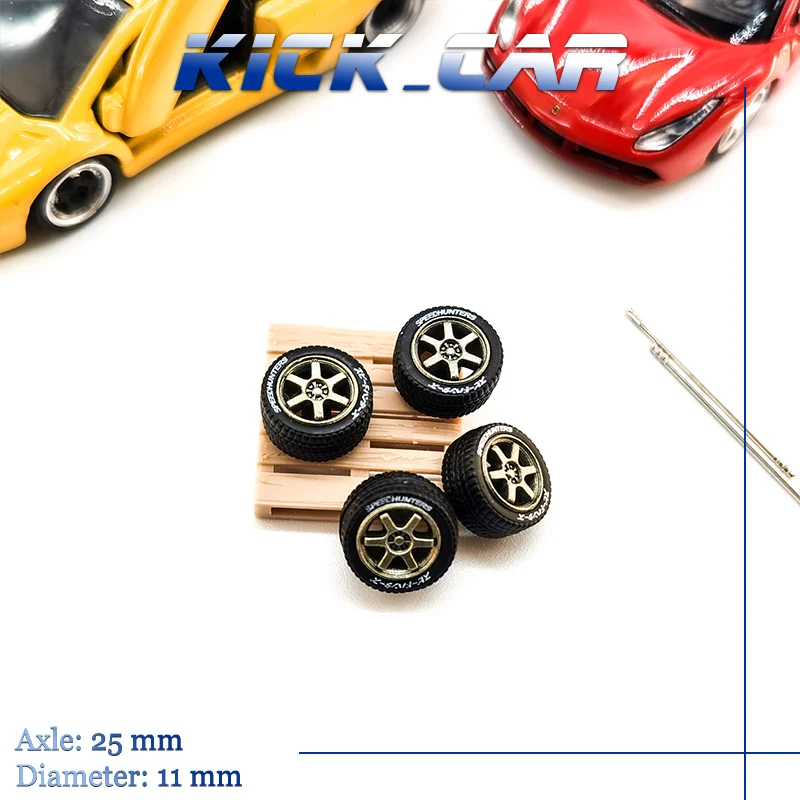 Diecast Model Car 1/64 Wheels Electroplating Bald Tires for Retro Style Auto Rallying WRC Le Mans Racing Mini Part One Set (4pc)