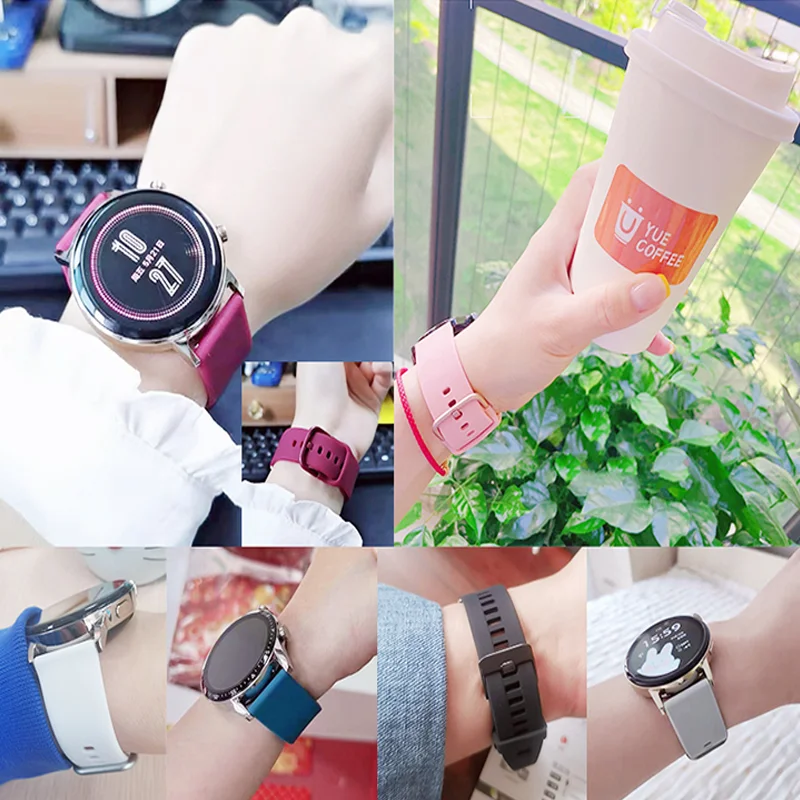Silicone Strap For Samsung galaxy Watch 6 5 Pro/5/4/classic/Active 2 43mm sport bracelet amazfit gtr gts 4/3/2e/pro 20/22mm band