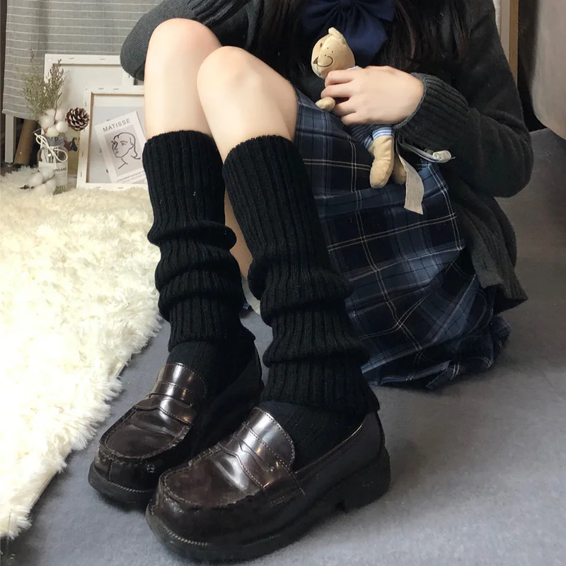 Winter Leg Warmers Black Goth Gyaru Y2k new Accessories Gothic Lolita Knit 2025 Socks Women Dancing Cute Legs Warmers