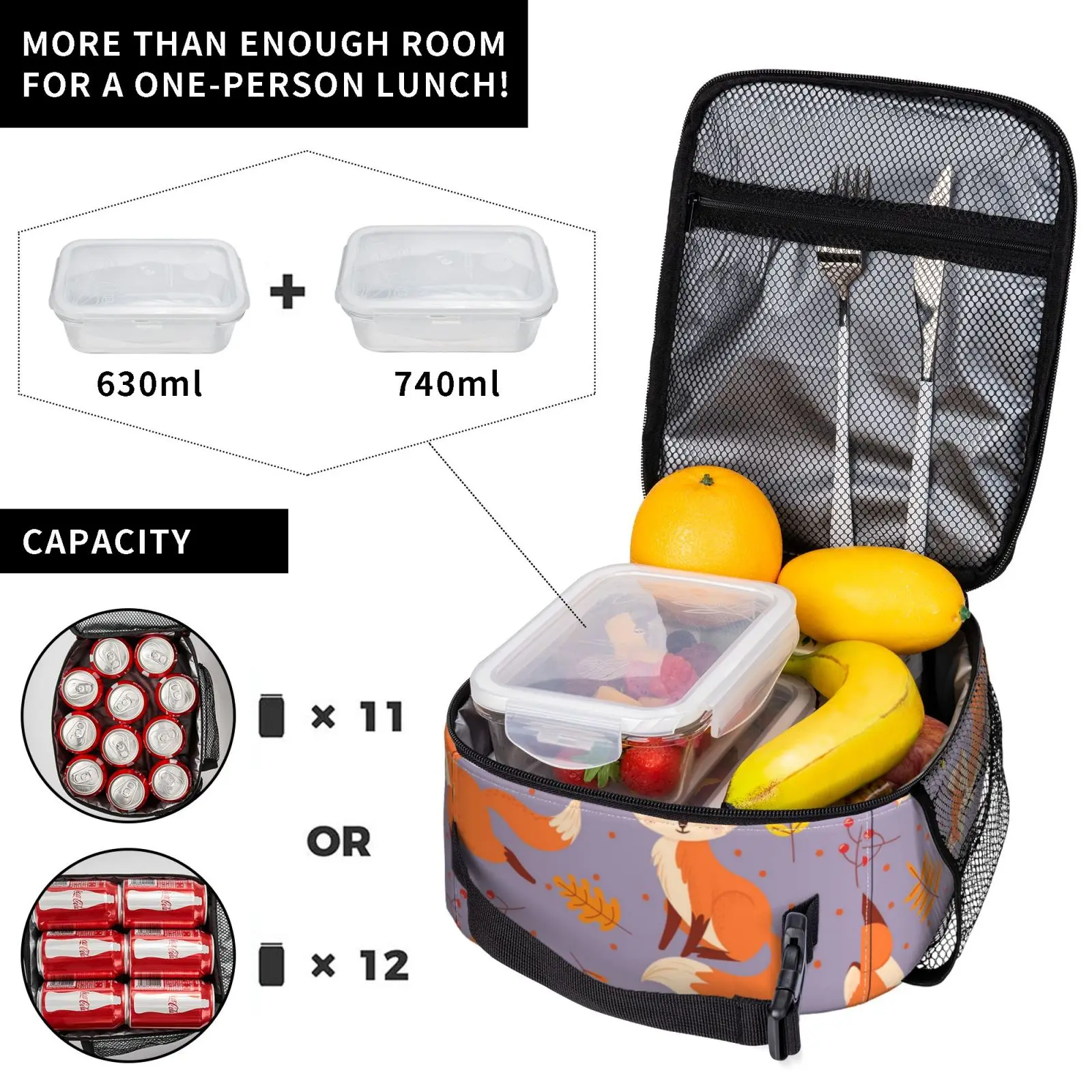 Foxes Autumn Fox Cute Orange Reusable Lunch Box For new Office Work School Picnic Beach Leakproof Cooler 2025 Tote Bag Lunch Bag