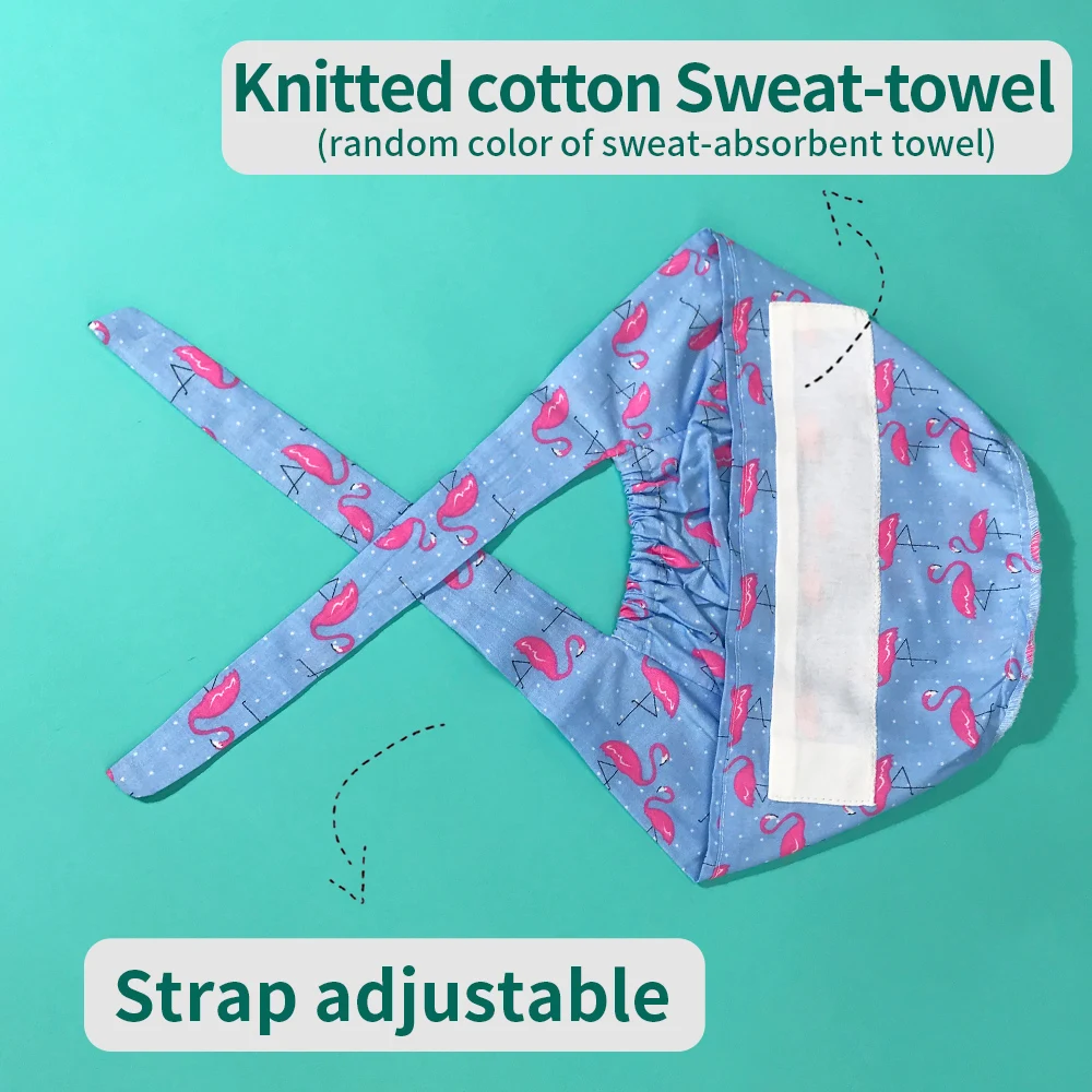 Women Print Wholesale Animal Scrubs Caps Pet Shop Work Scrubs Breathable Lab Scrub Hat Nursing Hat Beautician Hospital Work Hats smile