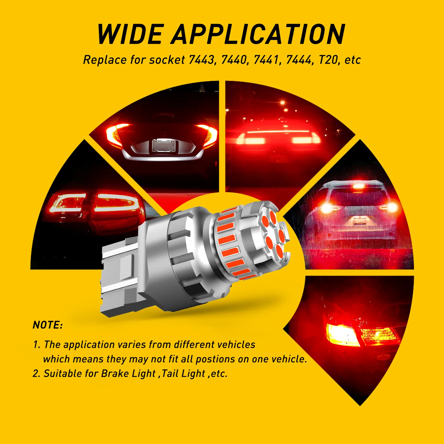 AUXITO 2X 7443 LED Canbus 2025 Brake Light w21/5w T20 W21W 7440 LED Bulb No Error Strobe Flash Super Bright Tail new Reversing Lights DRL