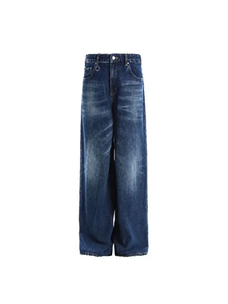 HOUZHOU Baggy Blue Jeans Women Vintage 90s Wide Leg Denim Trousers Korean Streetwear Y2k Gyaru High Waist Jeans Acubi Fashion