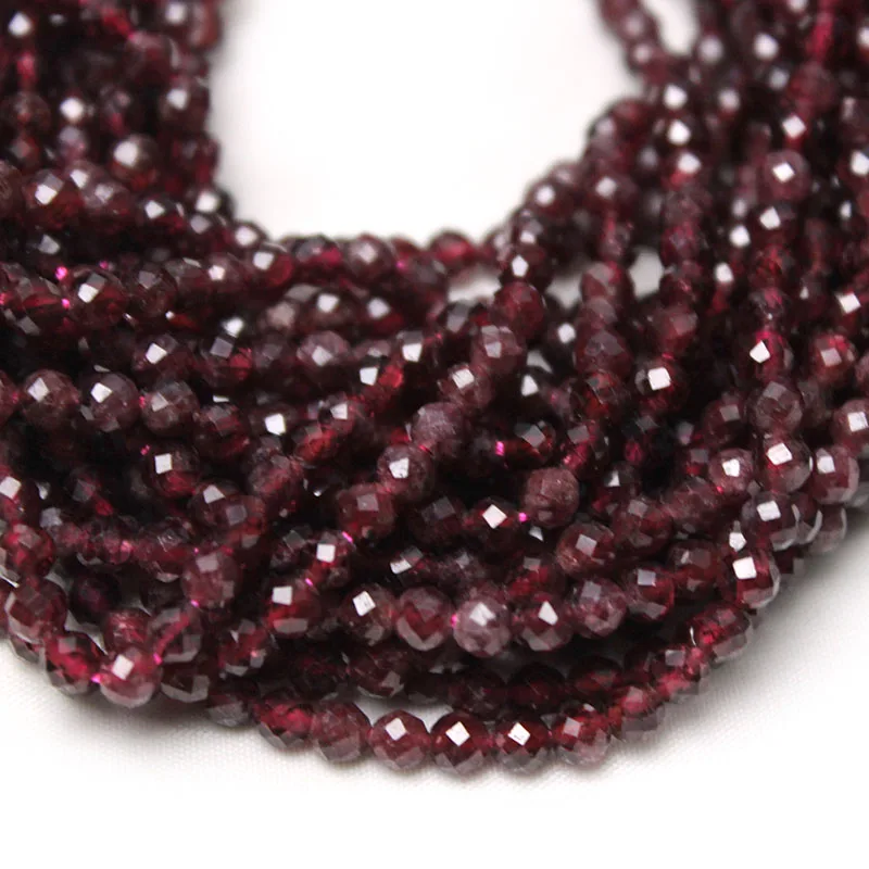 Natural Faceted Garnet Stone Tiny Beads Loose Spacer Beads 2-4mm for Jewelry Making DIY Bracelet Necklace Earrings Accessories