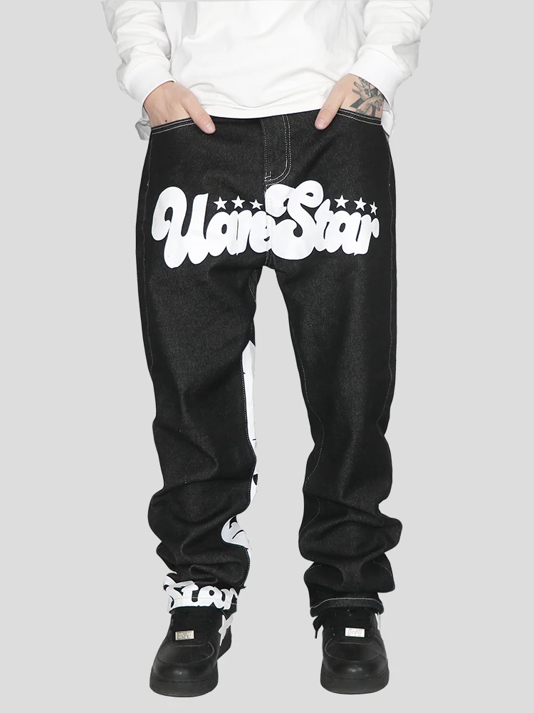 2023 Letter Print Baggy Y2k Men Jeans High Street Vintage Hip Hop High Waisted Casual Straight Wide new Leg 2025 Jeans Women Pants
