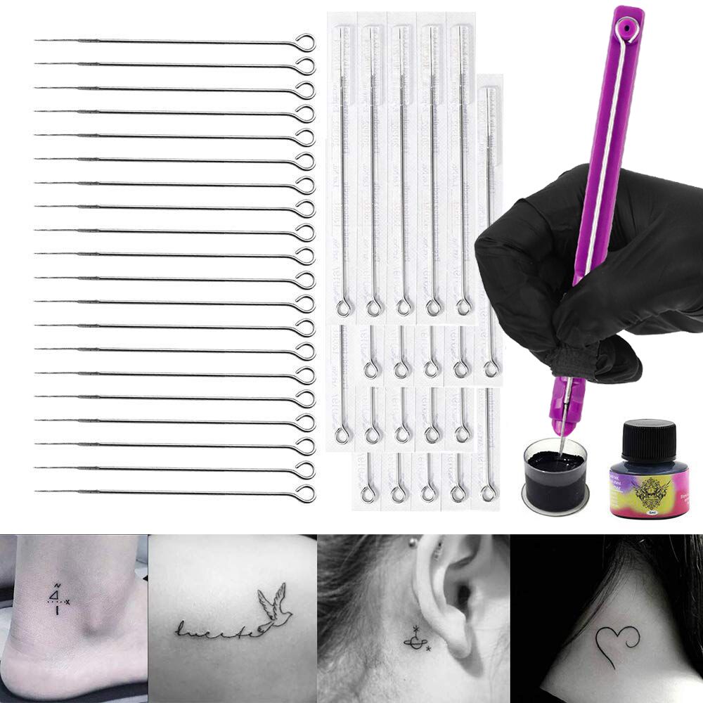 3D Hand Poke and Stick Tattoo Kit DIY Tattoo Ink Needles Set for Hand Poke Stick Tattoo Beginners Practice Tattoo Supplies