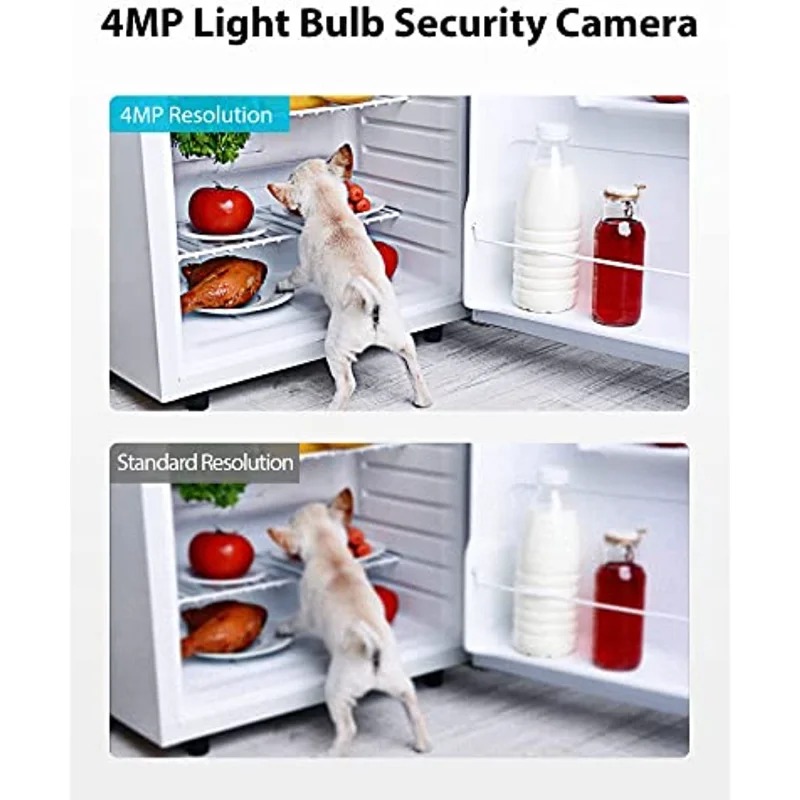4MP Bulb Camera 2.4GHz 360° 2K Security Cameras WiFi Outdoor Full Color Motion Detection Compatible with Alexa Proy
