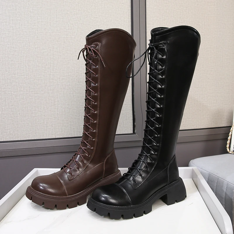 AIYUQI Long Boots Women Fall Winter 2024 New Stretch Lace High Boots Women Slim Platform British Style Female Knight Boots