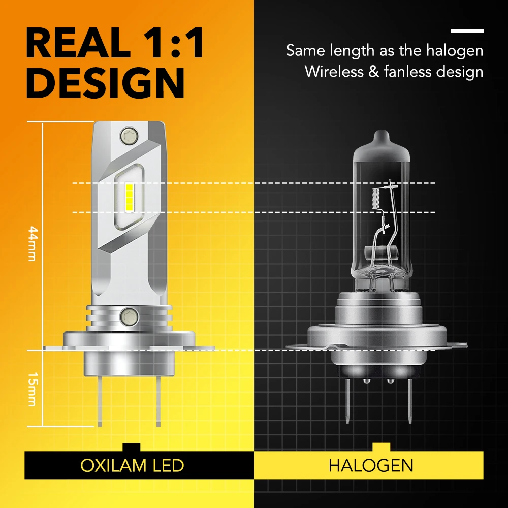 OXILAM 2Pcs H7 LED 360 Head Light For Renault Scenic 3 Megane 2 Citroen C4 2025 C1 Opel Astra J Zafira H7 LED new Mini Headlamp 16000LM