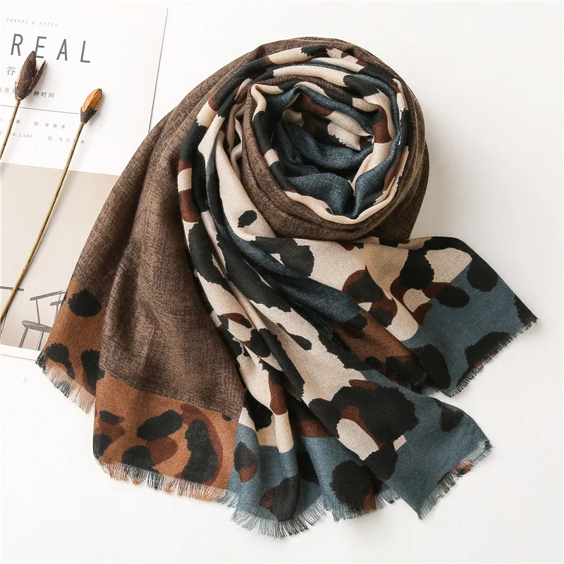 2023 spring and summer new brown ladies 2025 wild leopard scarf female long scarf shawl thin brown fashionable scarf long shawl