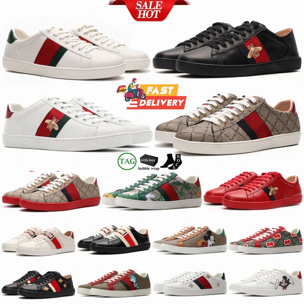 Designer Ace Bee Casual Shoes Mens Womens Sneakers Fashionable White Black Leat…