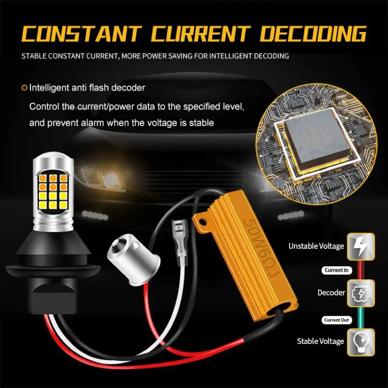 1156 BAU15S BA15S p21w PY21W T20 W21W 7440 3030 30SMD new Canbus Daytime Running lights car Turn Signal 2025 Light Dual Color 12v