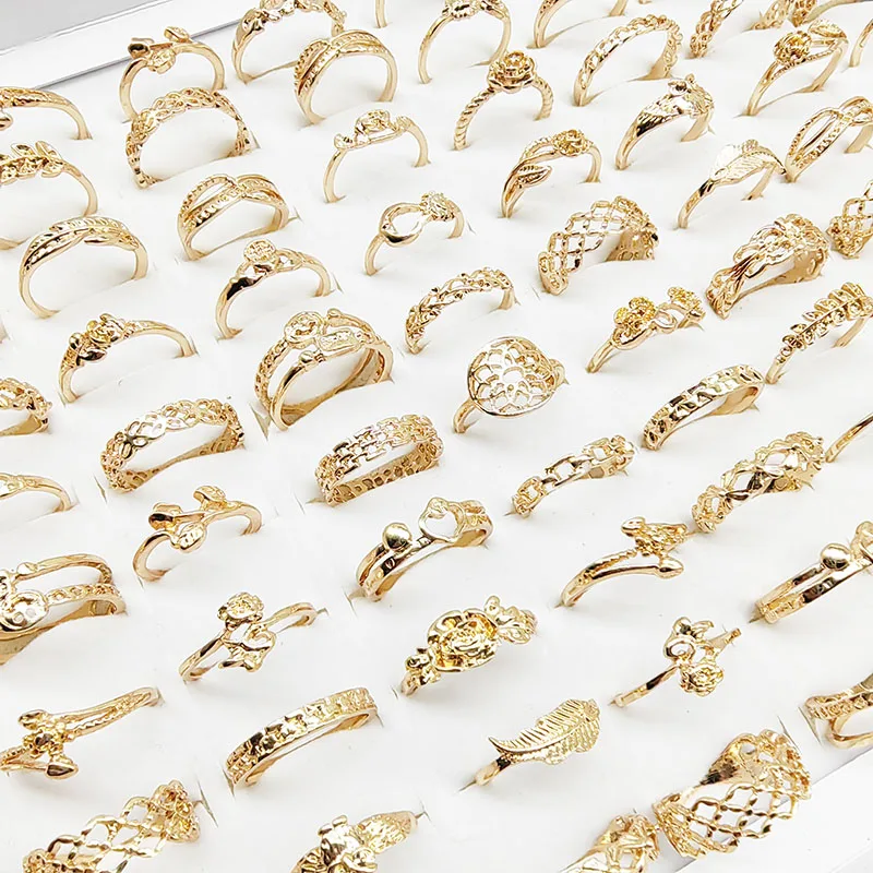30pcs/Lot Jewelry Factory New Mix Style And Size Finger Rings For Women Silver Gold Color Pearl Snake Flower Ring Party Decorate
