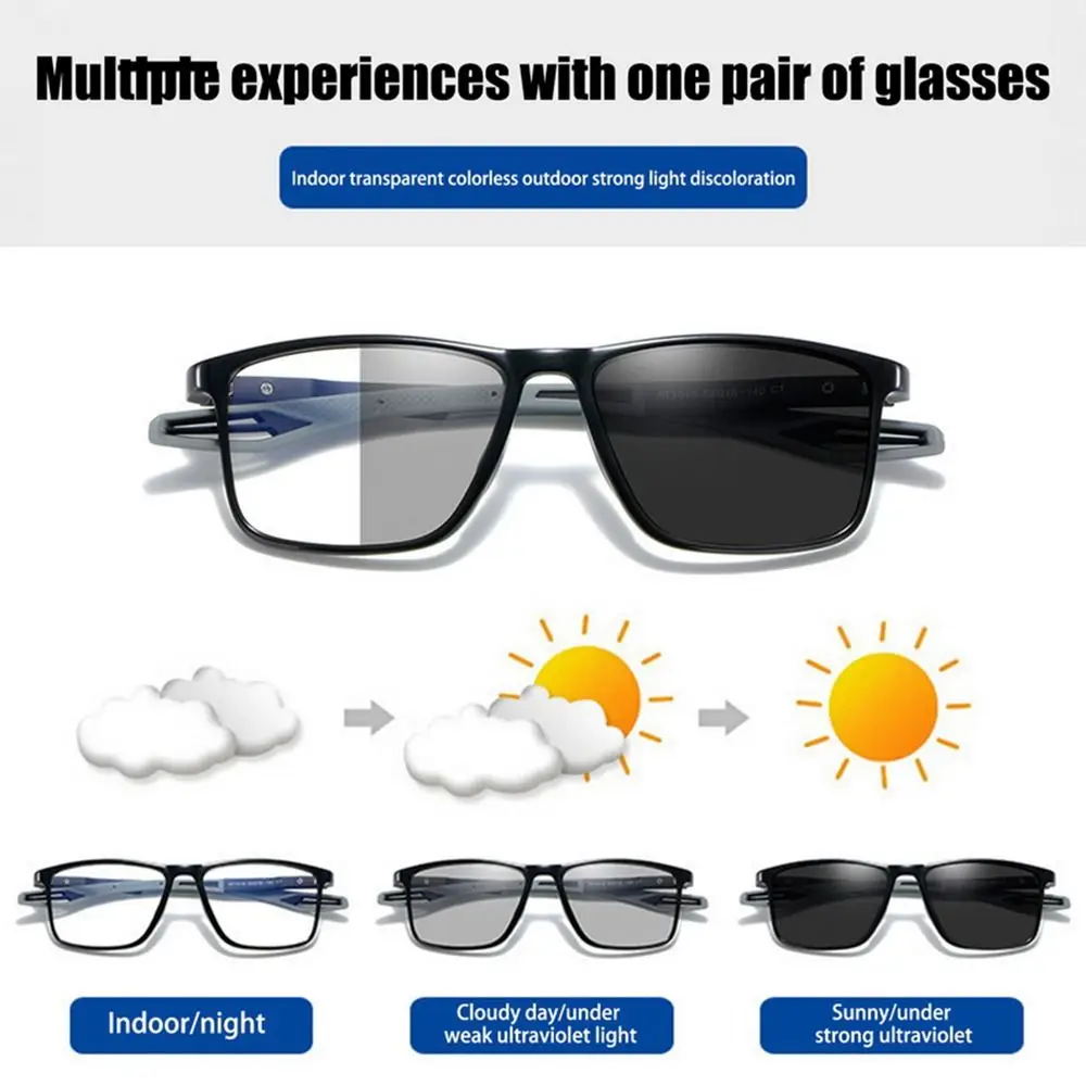 TR90 Frame Photochromic Myopia Glasses for Men Women Lightweight Myopia Eyewear Unisex Vintage Trendy Short Sighted Eyeglasses