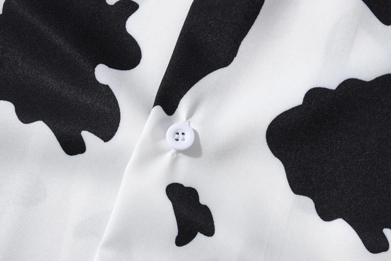 Cow Printing Vintage Men's Shirt Short Sleeve Thin Material Holiday Beach Shirts for Man