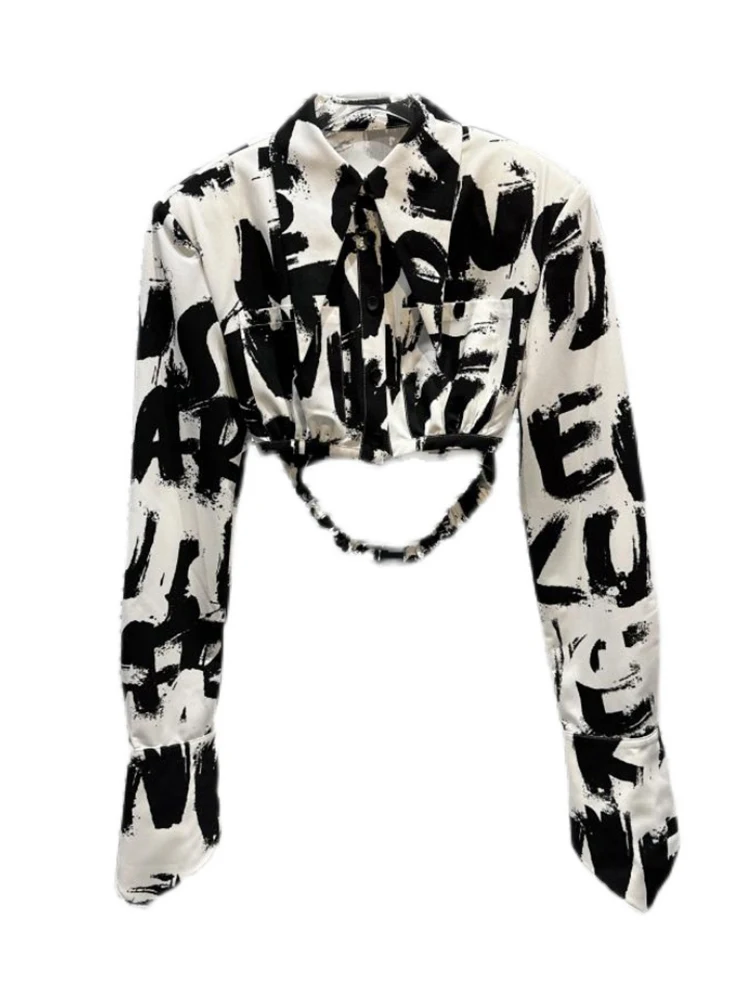 DEAT Constant Color new Letter 2025 Design Jacket Women's High Street Waist Bandage Long Sleeve Short Coat Trend 2023 Spring New 11XX1254