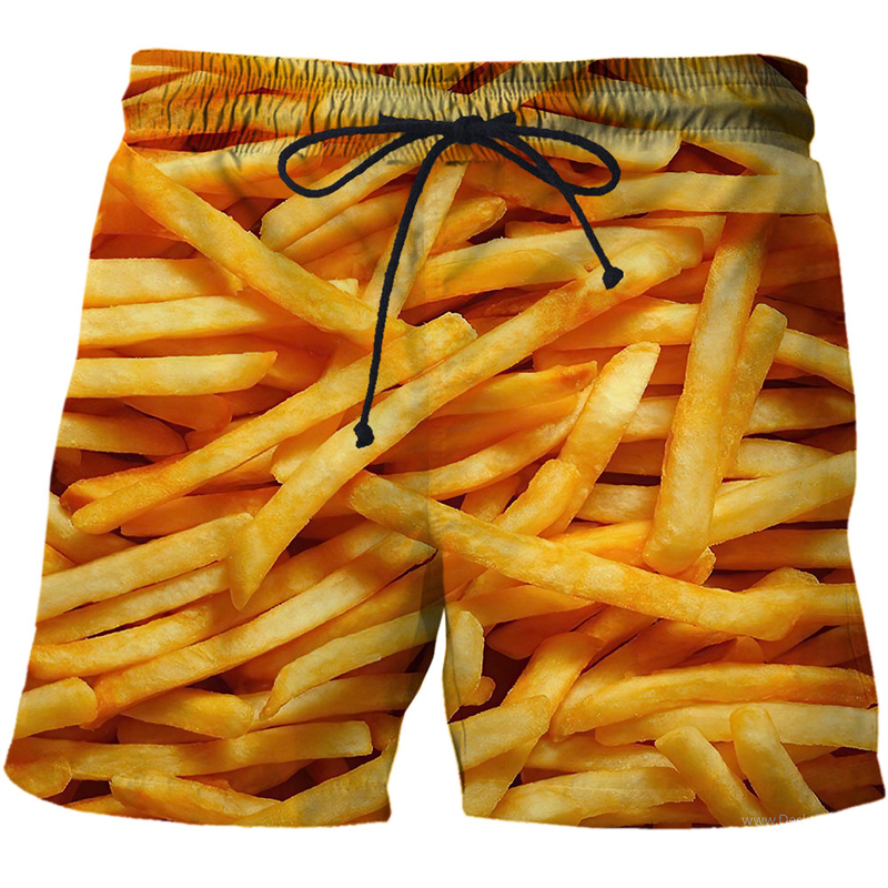 French Fries Chips Hamburg 3d Surfing Board Short Kids Beach Shorts Men Trunk Masculina Swimming Trunks Sports Briefs Boy Z260314