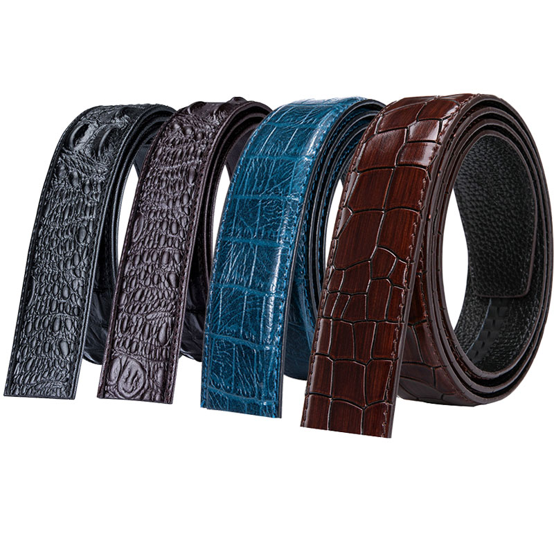 3.5cm Men's Belt without Buckle High Quality Cowskin Genuine Leather Belt no Buckle Automatic Leather Replacement Belt for Mens