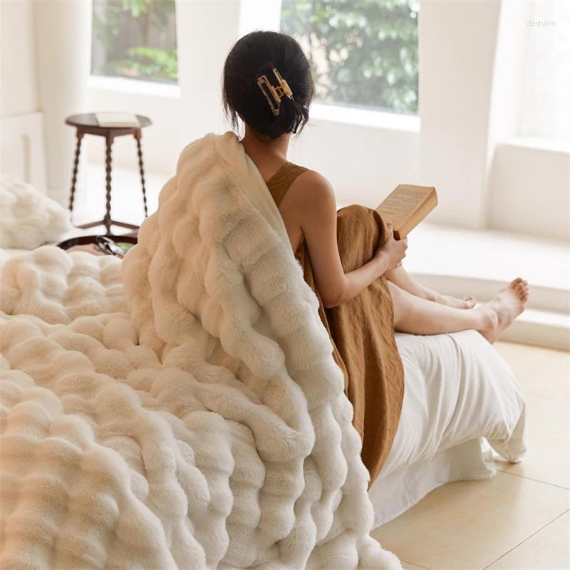 Blankets And Cozy Toscana Fur Blanket With Double-sided Bubble Fleece - Perfect For Office Nap Sofa Cover Warm Winter Bed 120*200cm