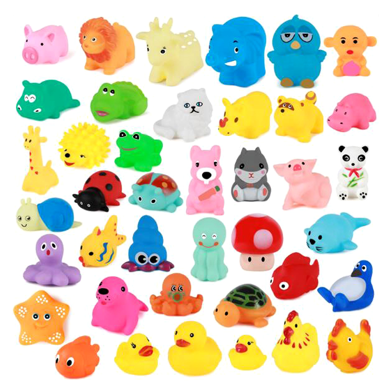 10Pcs/Set Cute Baby Bath new Toys Wash Play 2025 Animals Soft Rubber Float Sqeeze Sound toys for baby GYH