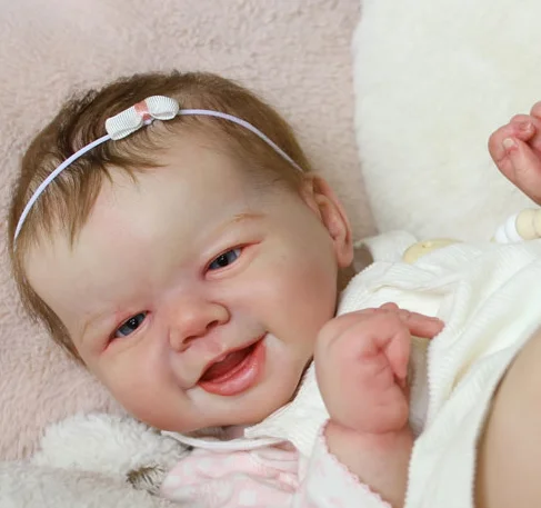 NPK 21inch Reborn Doll Kit Emmy Smile Sweet Baby Lifelike Soft Touch Unfinished Doll Parts
