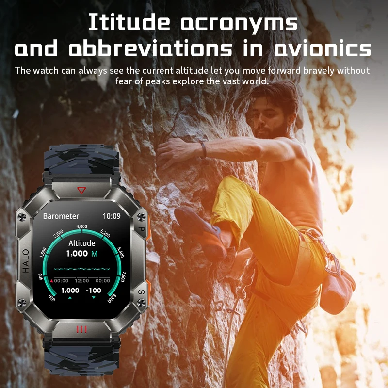2024 Military Outdoor Men's Smart Watch Compass GPS Track Weather AI Voice 120+Sports Modes Waterproof SmartWatches Men Women