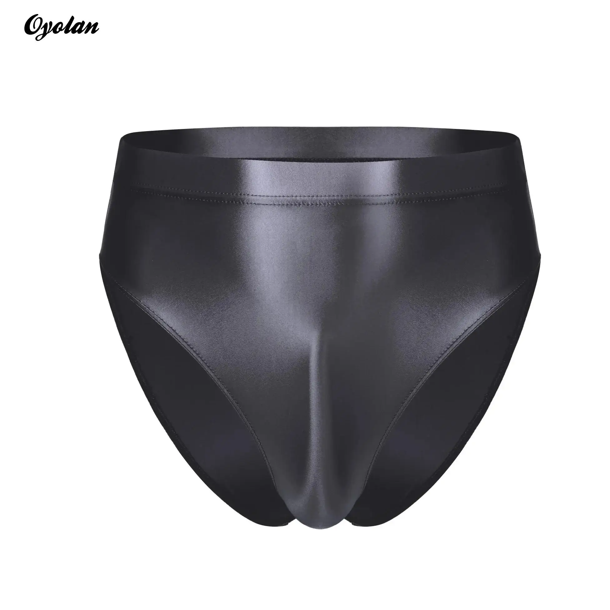 Mens new Underwear Lingerie Panties Male Solid Color Panties Male Glossy High Waist String Swimwear Elastic 2025 Waistband Underpants