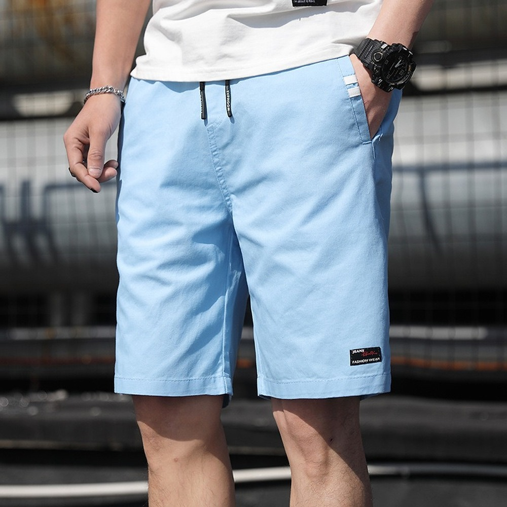 Treesolo Summer new Shorts Men's Casual White Shorts Solid Color Elastic Waist Bermudas Male 2024 Trends Men's 2025 Trousers Pure Cotton