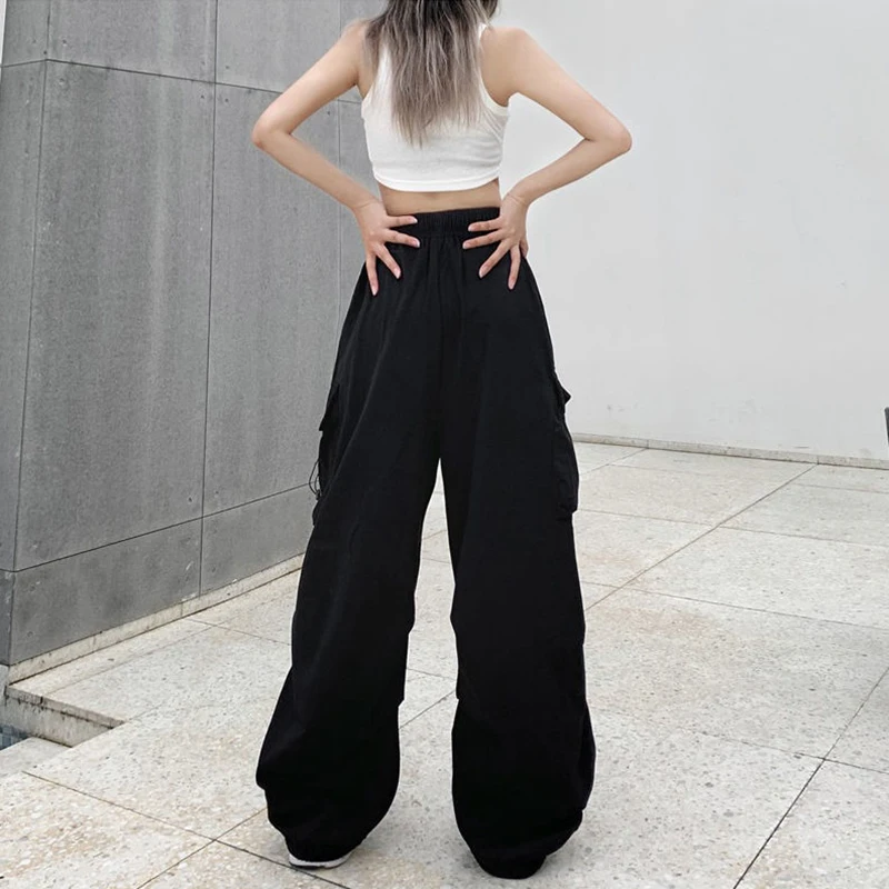 Streetwear Spring new Summer 2025 Baggy Cargo Pants Women Casual Big Pocket Sweatpants Korean Style Wide Leg Joggers For Women