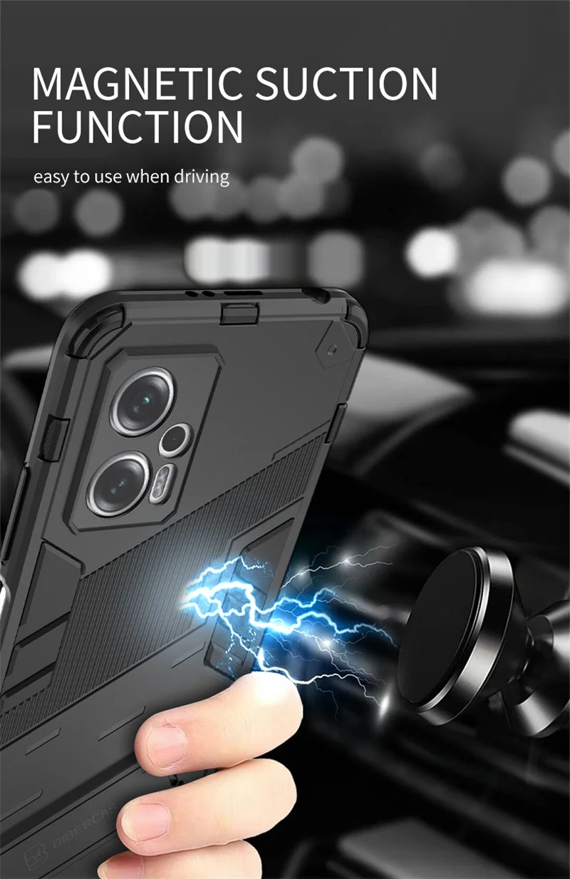 For Redmi K60 Pro Case Armor Shockproof Phone Case For 2025 Xiaomi Redmi new K60 5G K60Pro Car Magnetic Holder Stand Bracket Back Cover