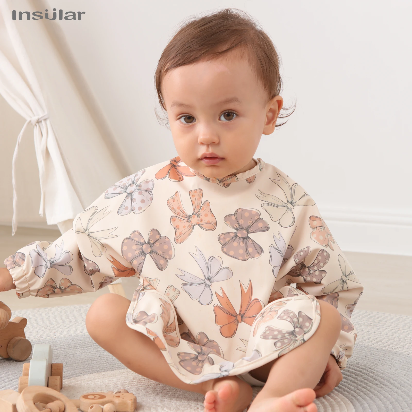 New Baby s Soft Waterproof Bib Kid Long Sleeves Adjustable Feeding Cloth Little Boy Girl Painting Child Meal Eating Apron