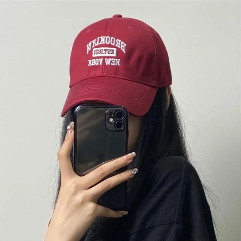 Letter Embroidered Baseball Cap Women Hard Top Big Brim Cap Outdoor Sunscreen Unisex Snapback Hat Sports Casual Men Hip Hop Hat