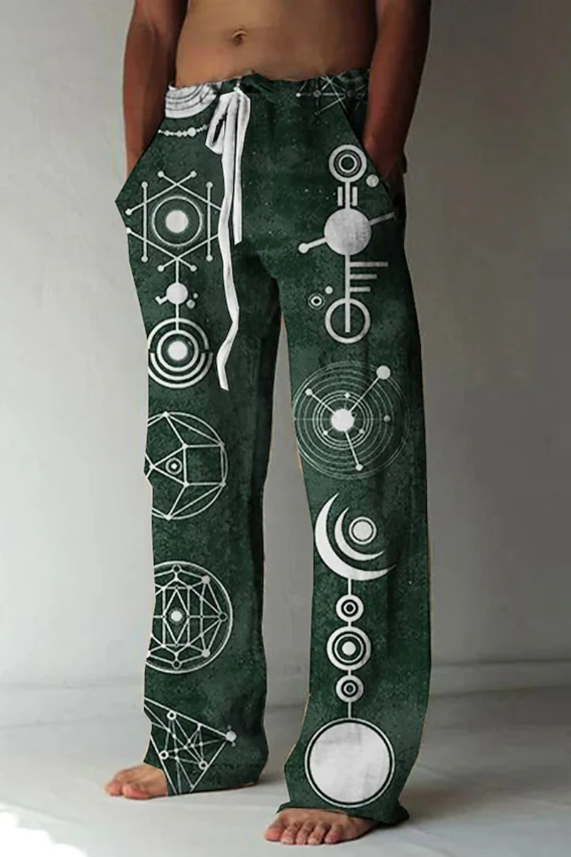 White Print Pattern Family Men 2025 new Daily Travel Street Style Loose Casual Pants XS-8XL