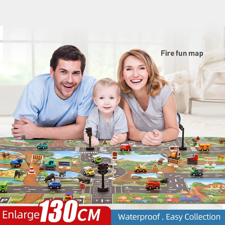 Traffic Road Map Baby Play Mat Toys City Carpet City Car Parking Lot Table Cloth Traffic Signs Baby Climbing Playing Mat Game