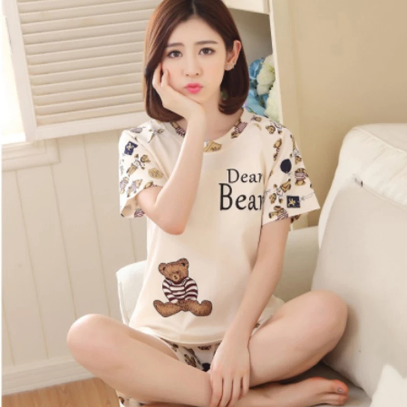 1 Set 2025 new Women Pamas Suits Lovely Home Suit Sleepwear Short Sleeve Pyjamas Comfortable Girl Spring And Summer Colthing