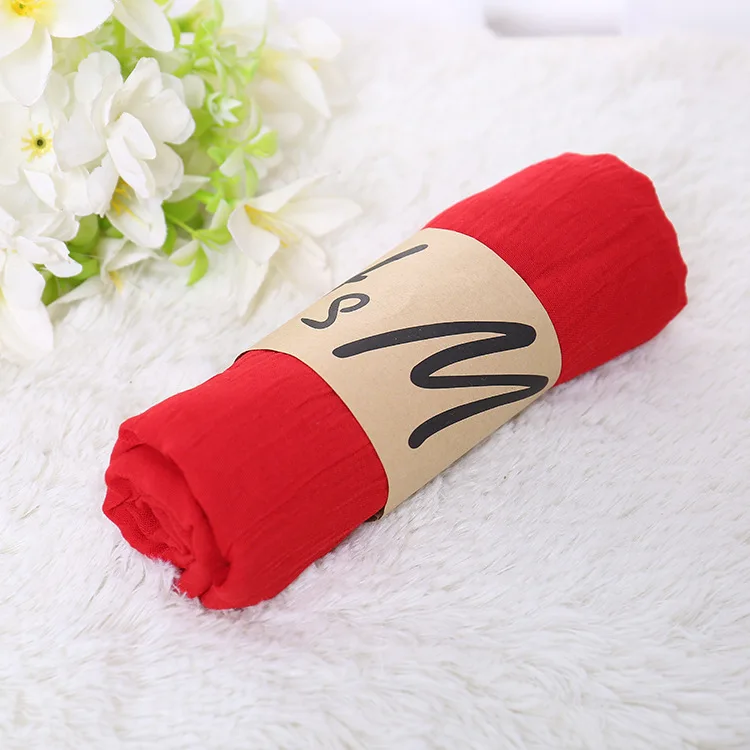 Designer Scarf Women Luxury Thin Soft Hijabs Shawl Wraps Solid Color Simple Bandana Neckerchief Head Scarves Gift Wholesale
