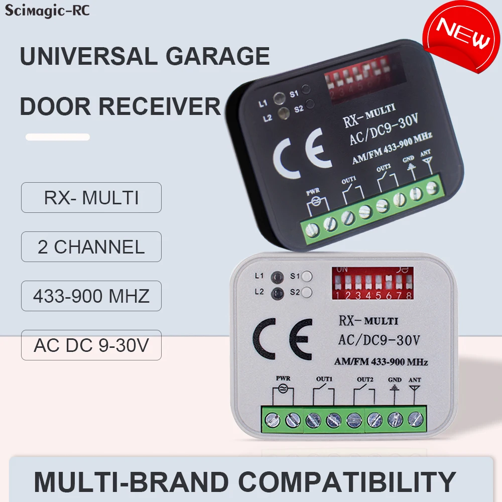 Door Universal Remote Garage Control Receiver 2 CH Controller Switch For 433 868 MHz Transmitter RX Multi Frequency 300-900MHz smile