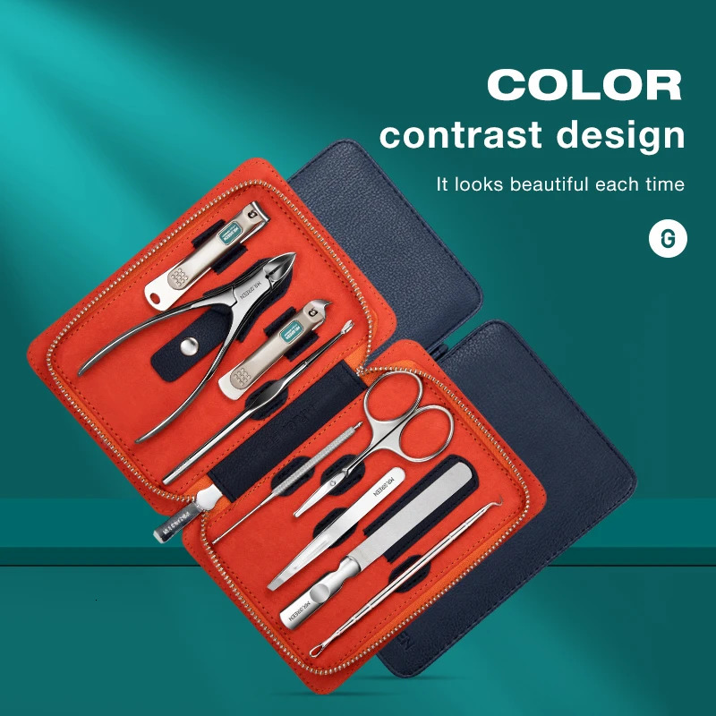 MR.GREEN Manicure Set 9 in 1 Professional Practical Kit With leather case Stainless Steel Nail Clippers Personal Care Tool 240321