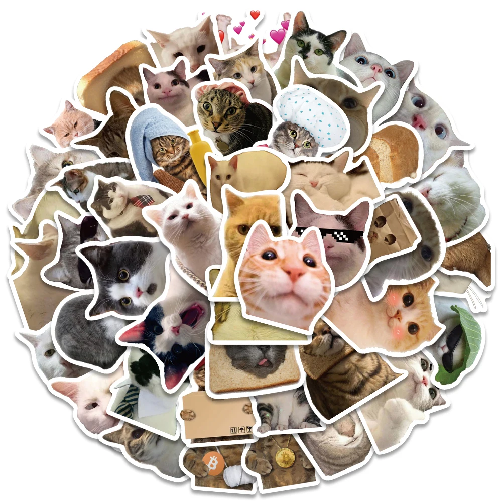 50pcs Cute Funny Cats Animal Stickers For Lage Laptop Guitar Phone Vinyl new Waterproof Graffiti 2025 Skateboard Car Decals