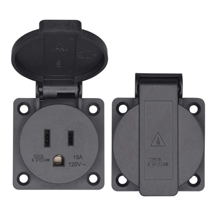 Universal 15A 20A America Outdoor Waterproof Industry Power Outlet L5-15R L5-20R US Wiring Receptacle Socket Black IP44 125V
