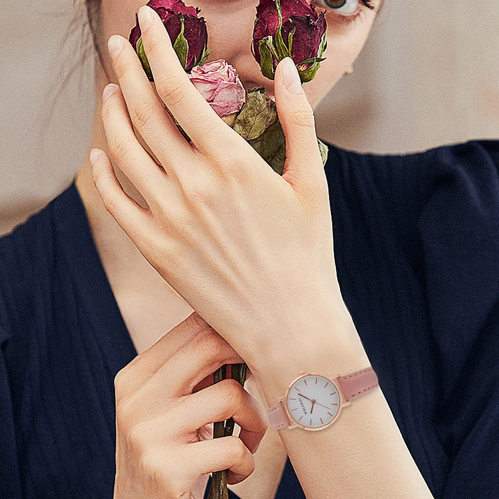 Simple Ladies Watch Women's Watch Middle School Student Belt Watch Stone Fashionable Simple Style Quartz Wristwatch Reloj Mujer