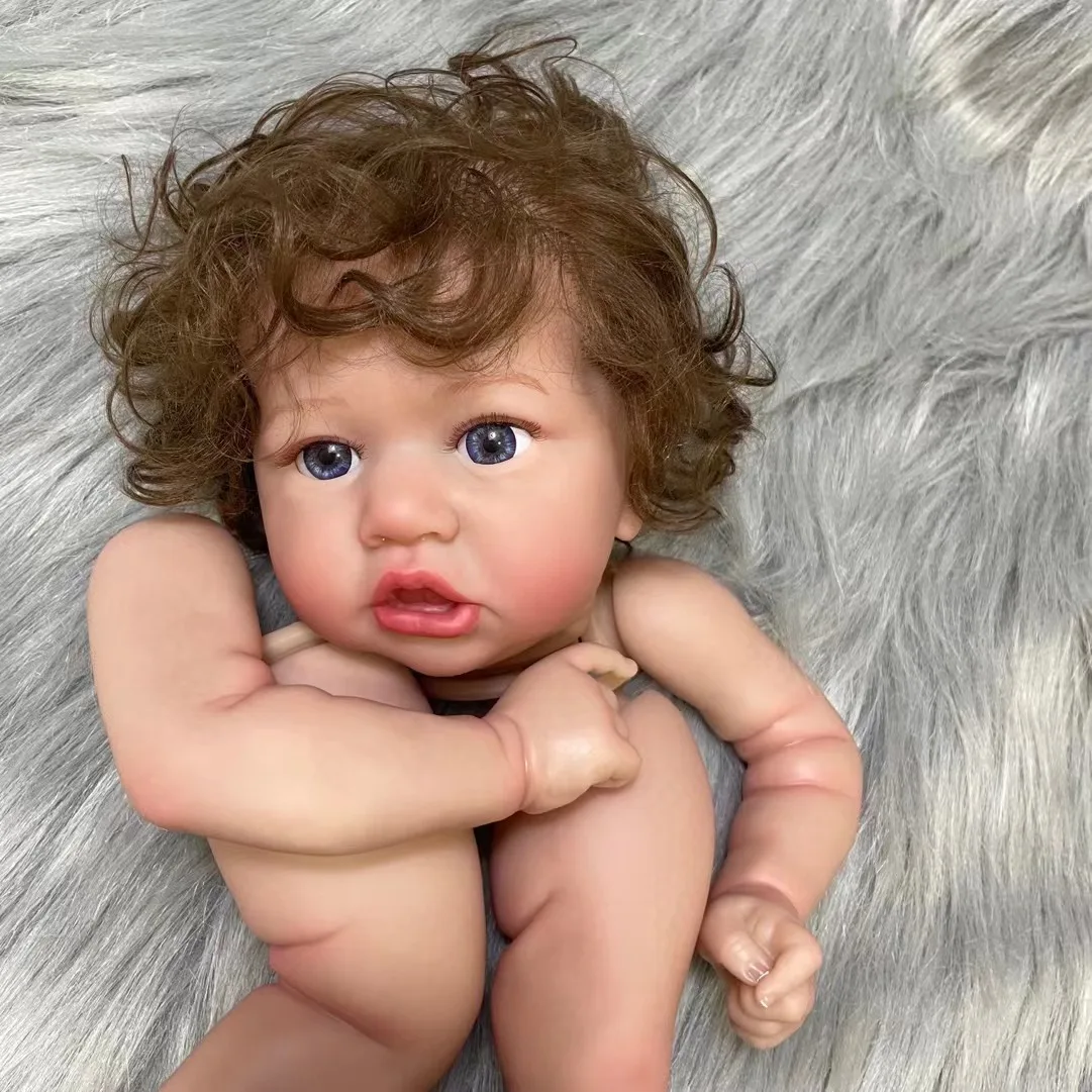 22Inch 2025 Already Painted Reborn Doll Kit Saskia Hand-rooted Hair With Cloth Body and Blue Eyes Unassembled DIY new Doll Parts Toy