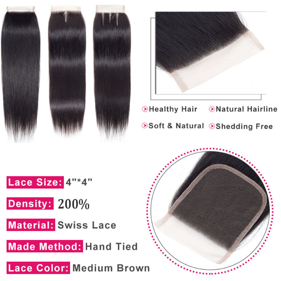 12A Raw Straight Virgin Hair Bundles With HD Frontals Meche Bresilienne Brazilian Born Straight Human Hair 3 Bundle With Closure