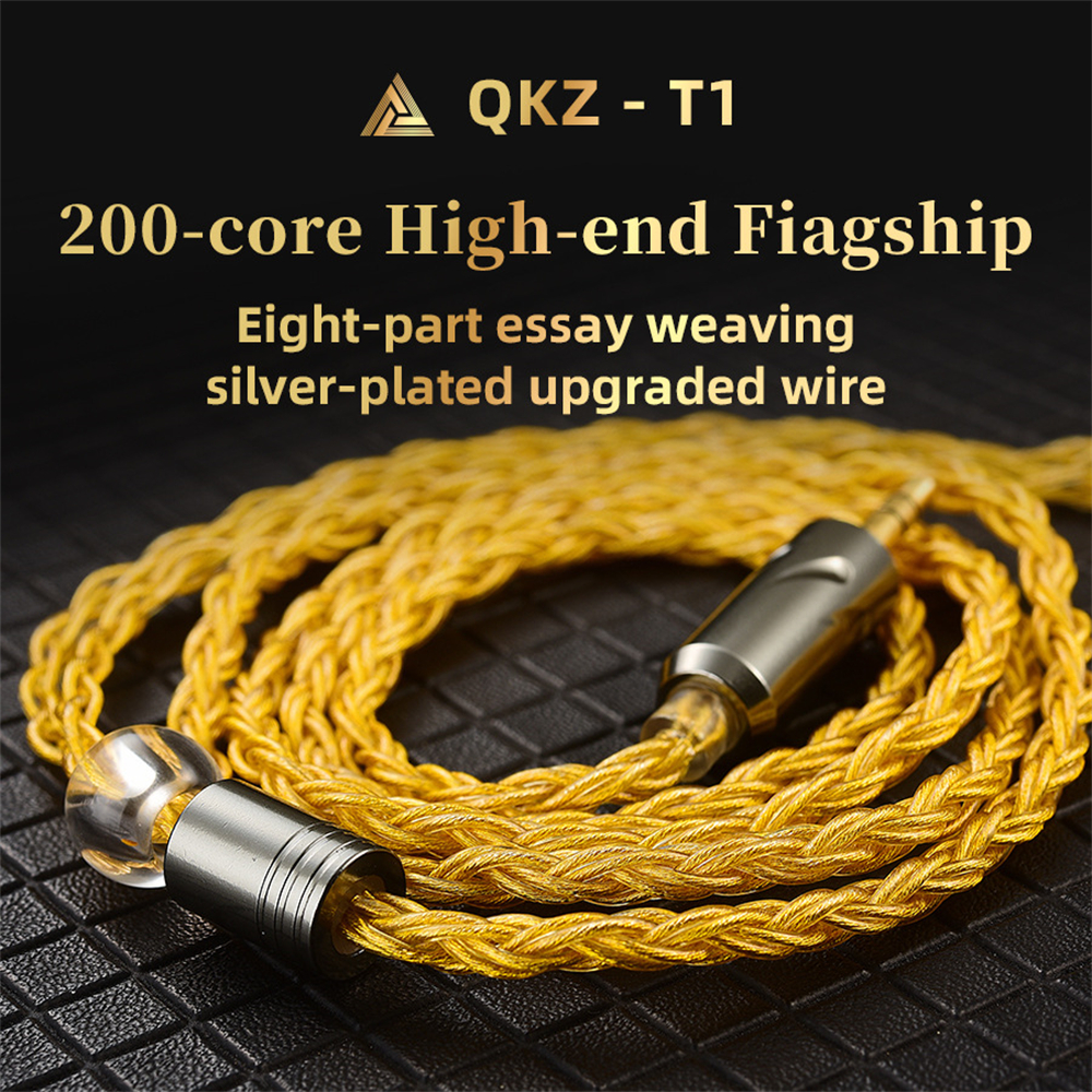 QKZ T1 8 Core TC Sier Plated Upgraded Wire Cable MMCX 2 Pin Connector Use For new QKZ ZXN ZXT ZXD ZX2 ZAX2 2025 ZX1 ZX3 3.5mm Earphone