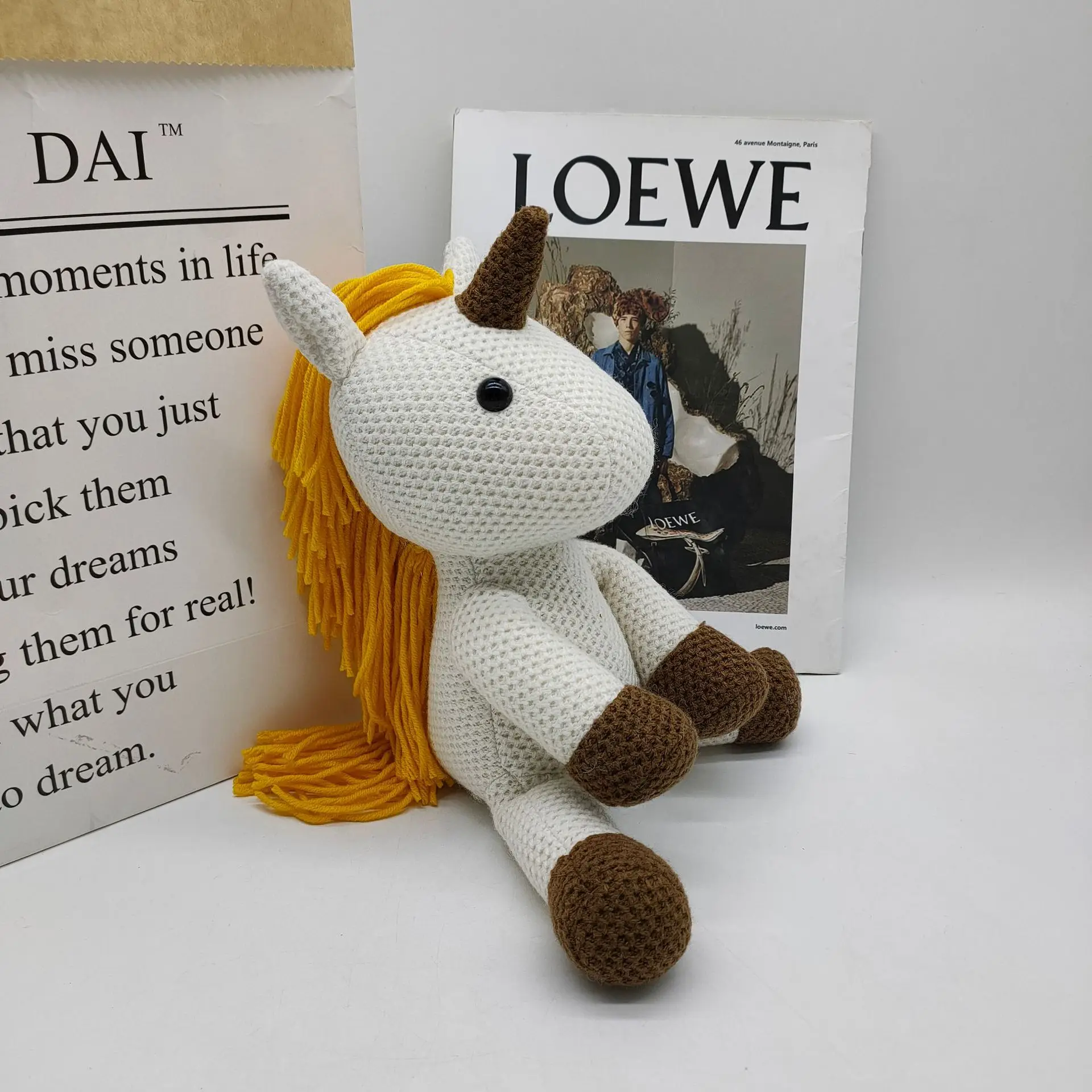 Korea Ins Hot Unicorn Plush Toy Bell Cute Handmake Unicorn Baby Soothing Doll Knitted High Quality Birthday Gift Kids Newborn