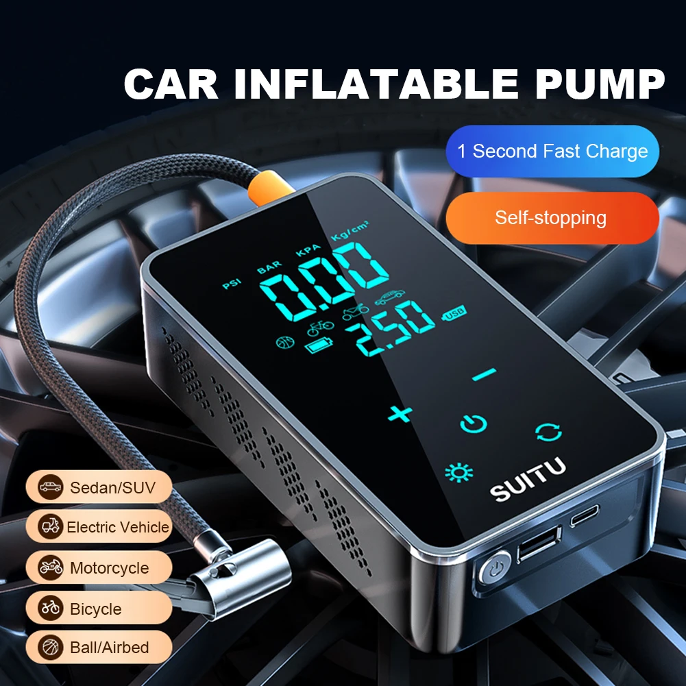 Digital Air Compressor 150PSI Electric Air Pump Portable Car Tyre Inflator Mini Touch Screen Tire Inflator For Car Motorcycle